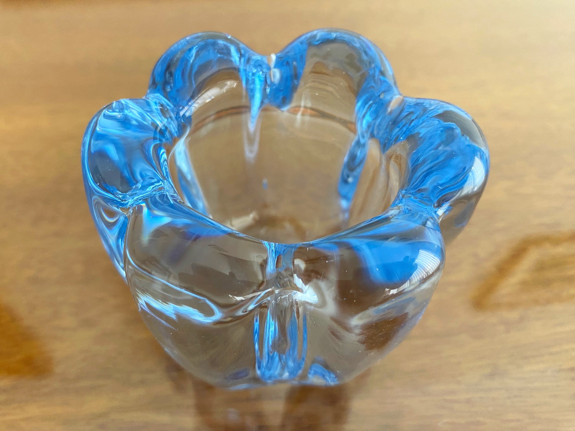 1960s ORREFORS Ice-Blue Glass Votive Candle Holder | 'Stella Polaris' Style - Busy Bowerbird