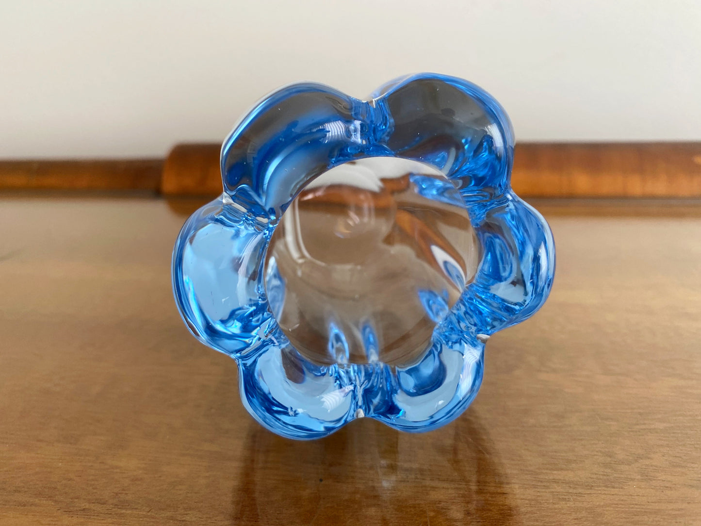 1960s ORREFORS Ice-Blue Glass Votive Candle Holder | 'Stella Polaris' Style - Busy Bowerbird