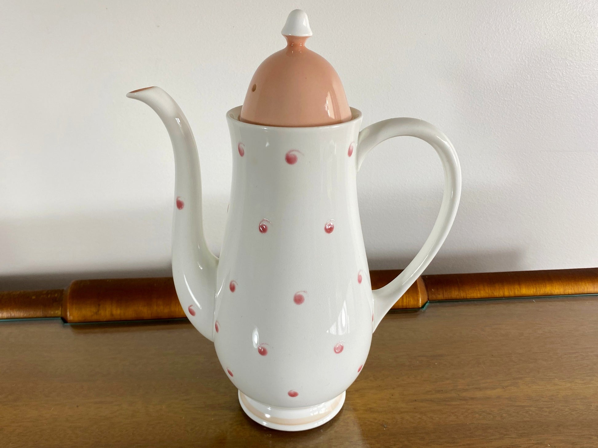 1950s SUSIE COOPER Pink & White, Raised Dot Design Coffee Service (x4) - Busy Bowerbird