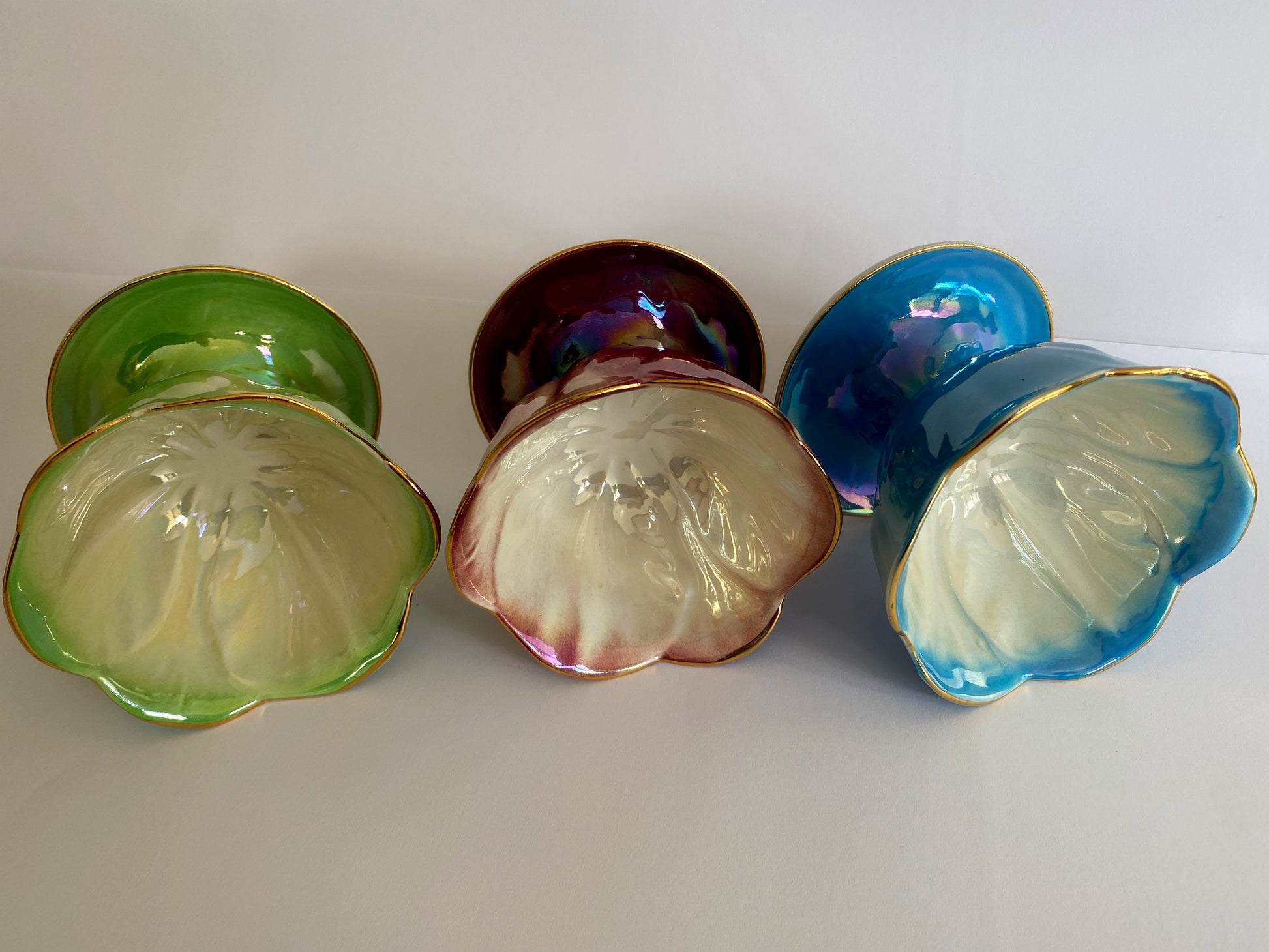 1950s WEMBLEY WARE Set of 6 Harlequin Lusterware Sundae Bowls | Rare! - Busy Bowerbird