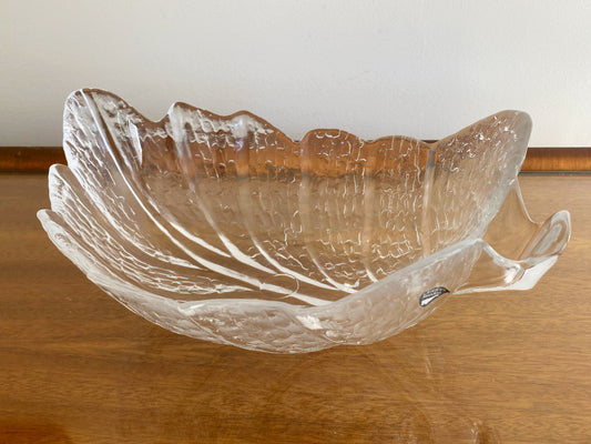 1980s ORREFORS Eden Collection Leaf-Shaped Serving Bowl 