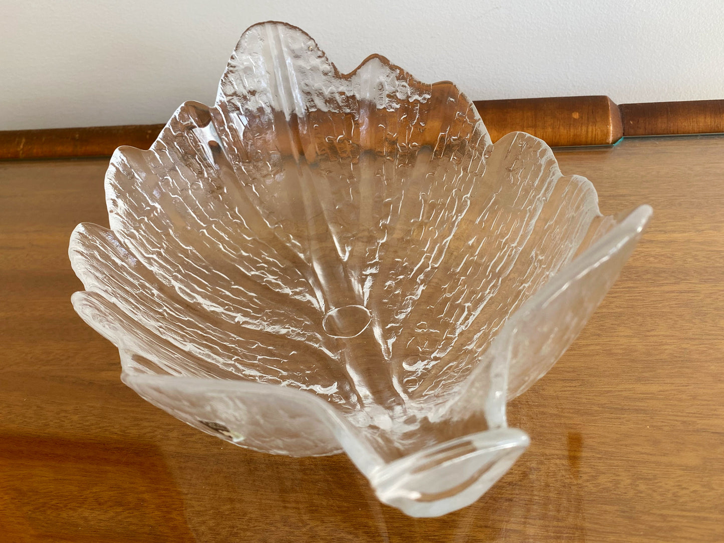 1980s ORREFORS Eden Collection Leaf-Shaped Serving Bowl 