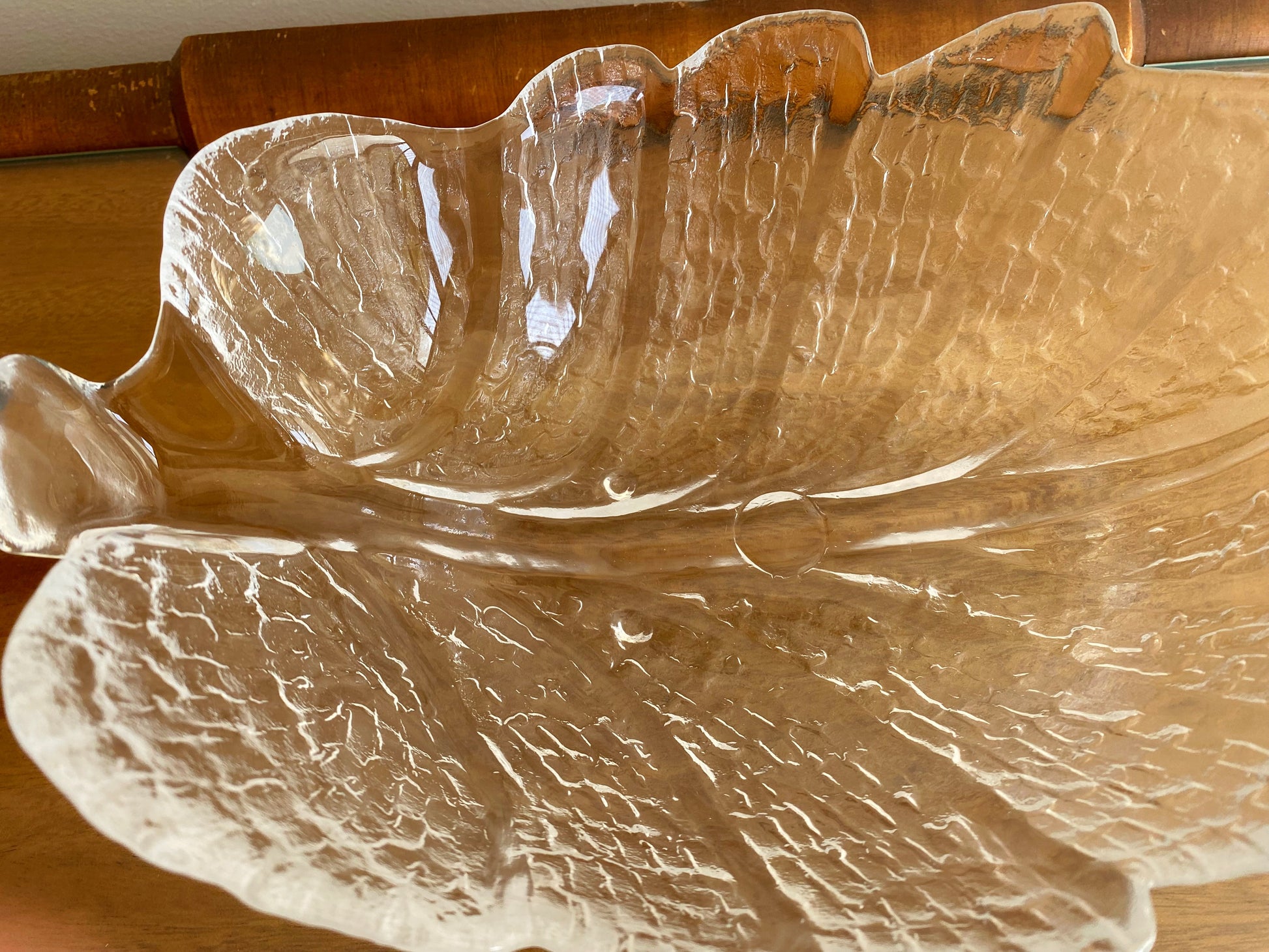 1980s ORREFORS Eden Collection Leaf-Shaped Serving Bowl 