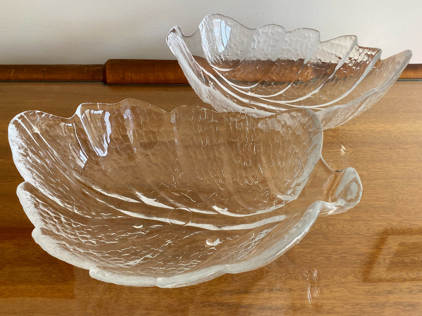 1980s ORREFORS Eden Collection Leaf-Shaped Serving Bowl 