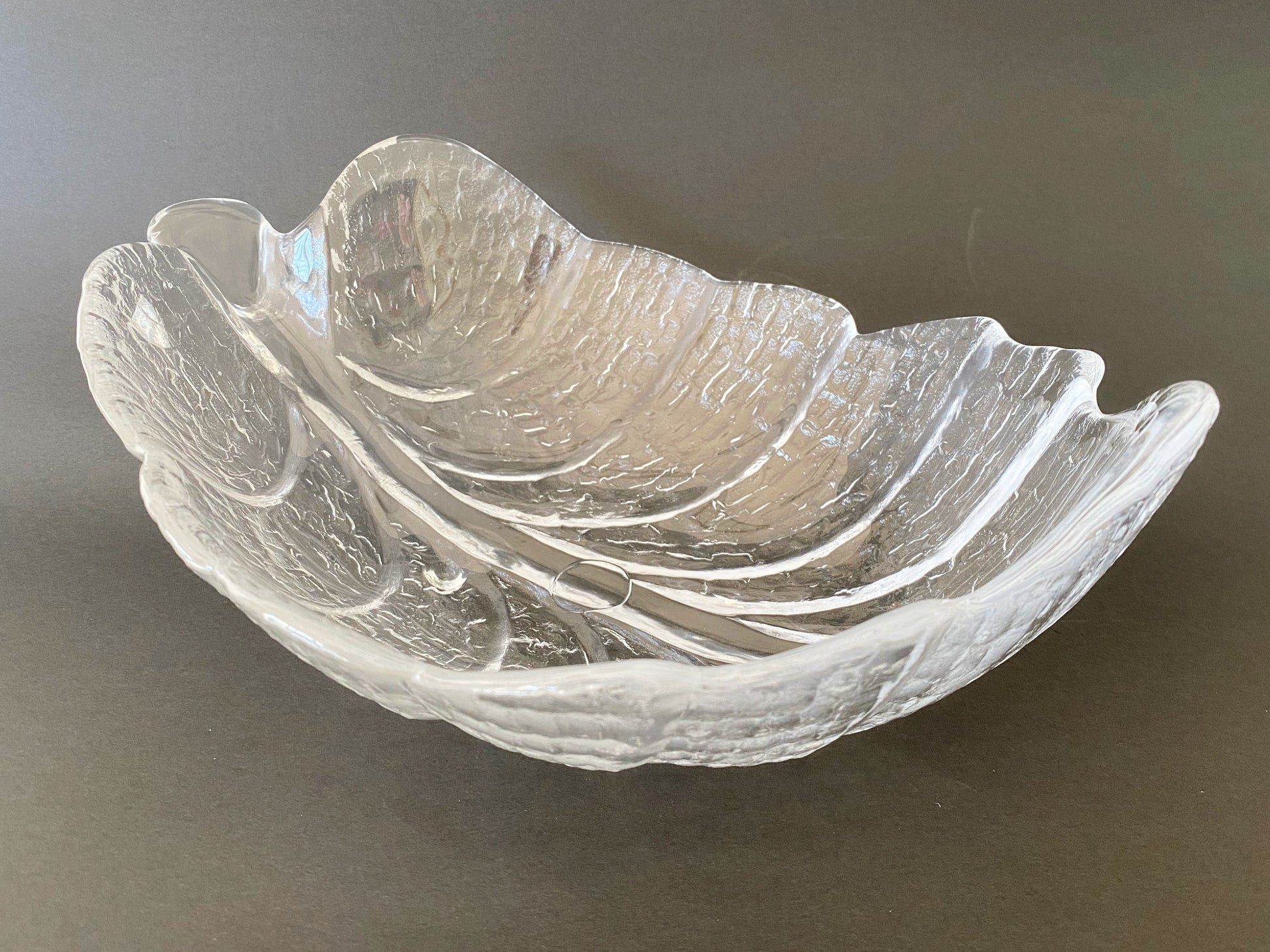 1980s ORREFORS Eden Collection Leaf-Shaped Serving Bowl 