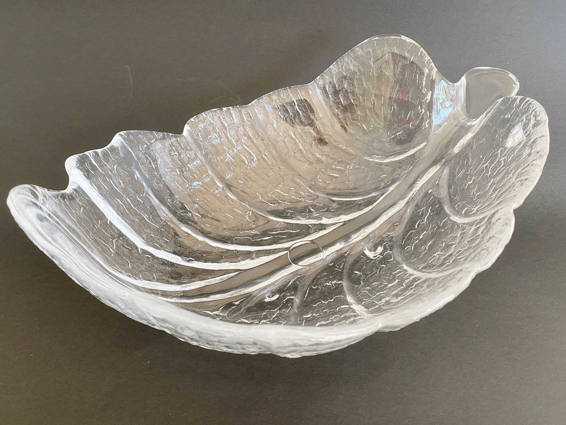 1980s ORREFORS Eden Collection Leaf-Shaped Serving Bowl 