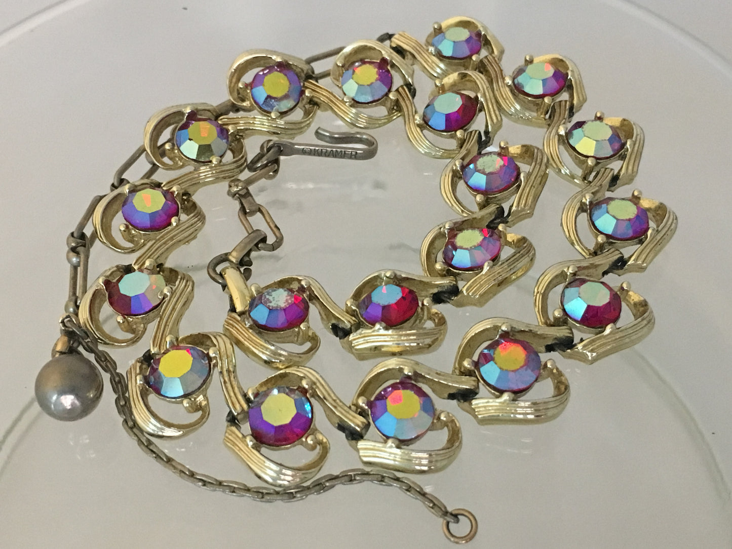 1950s KRAMER Aurora Borealis Rhinestone Choker & Earring Set - Busy Bowerbird