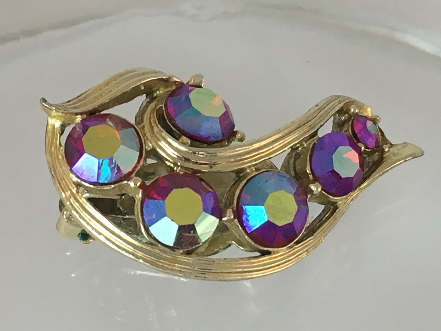 1950s KRAMER Aurora Borealis Rhinestone Choker & Earring Set - Busy Bowerbird