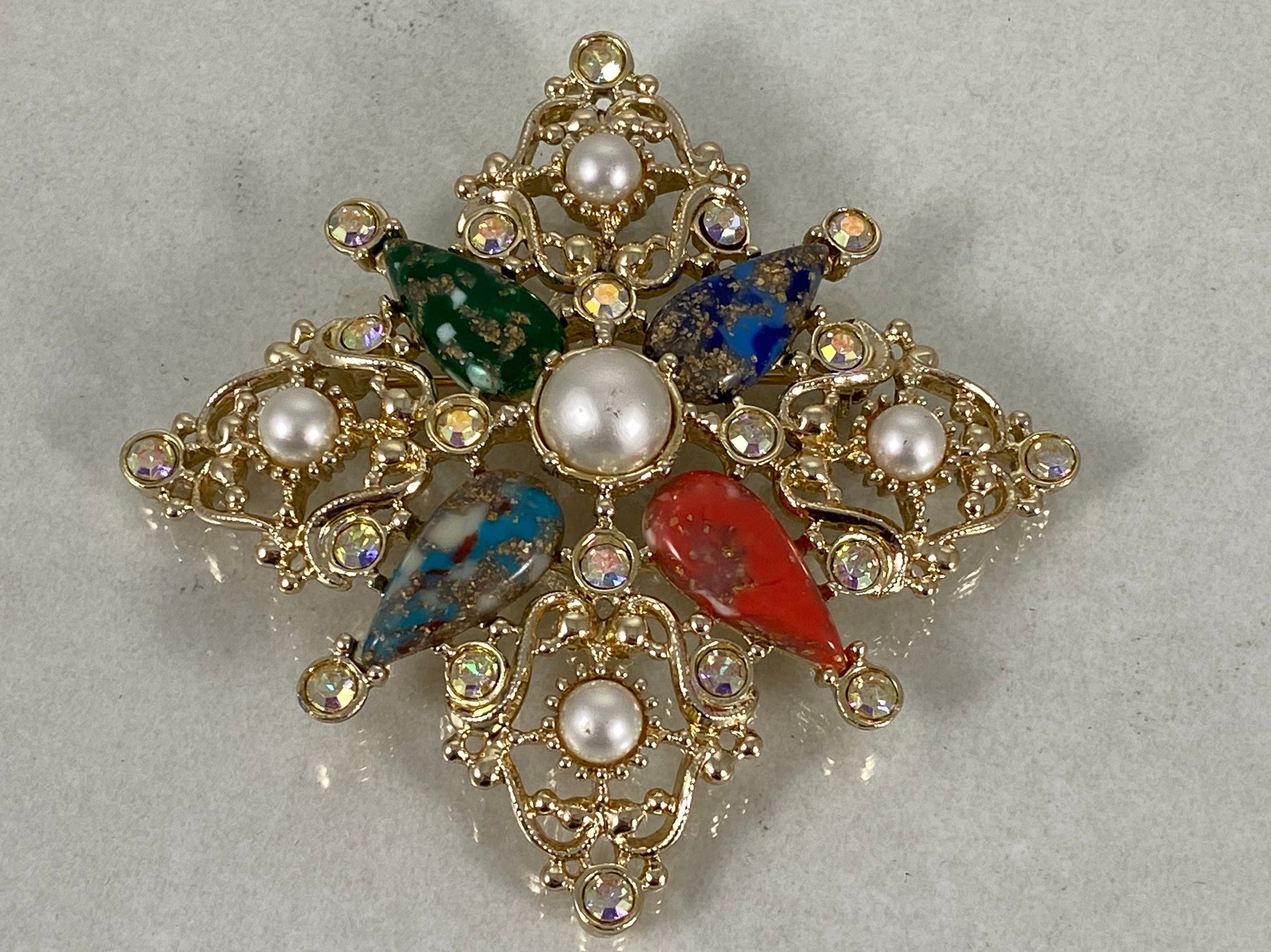 1962 SARAH COVENTRY 'Galaxy' Gold-Tone Pin or Pendant Busy Bowerbird