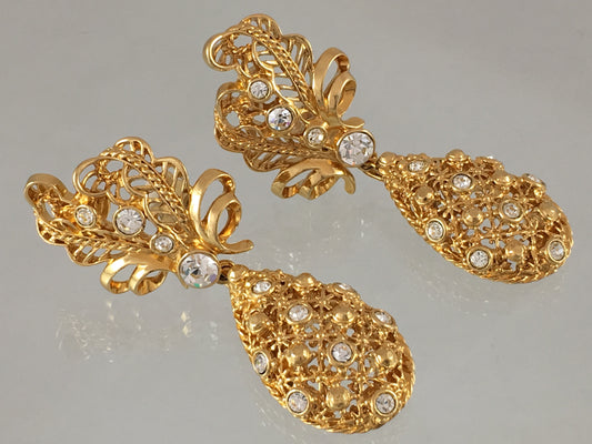 JOSE & MARIA BARRERA Gold-Tone & Rhinestone Two-Tier Drop Earrings - Busy Bowerbird