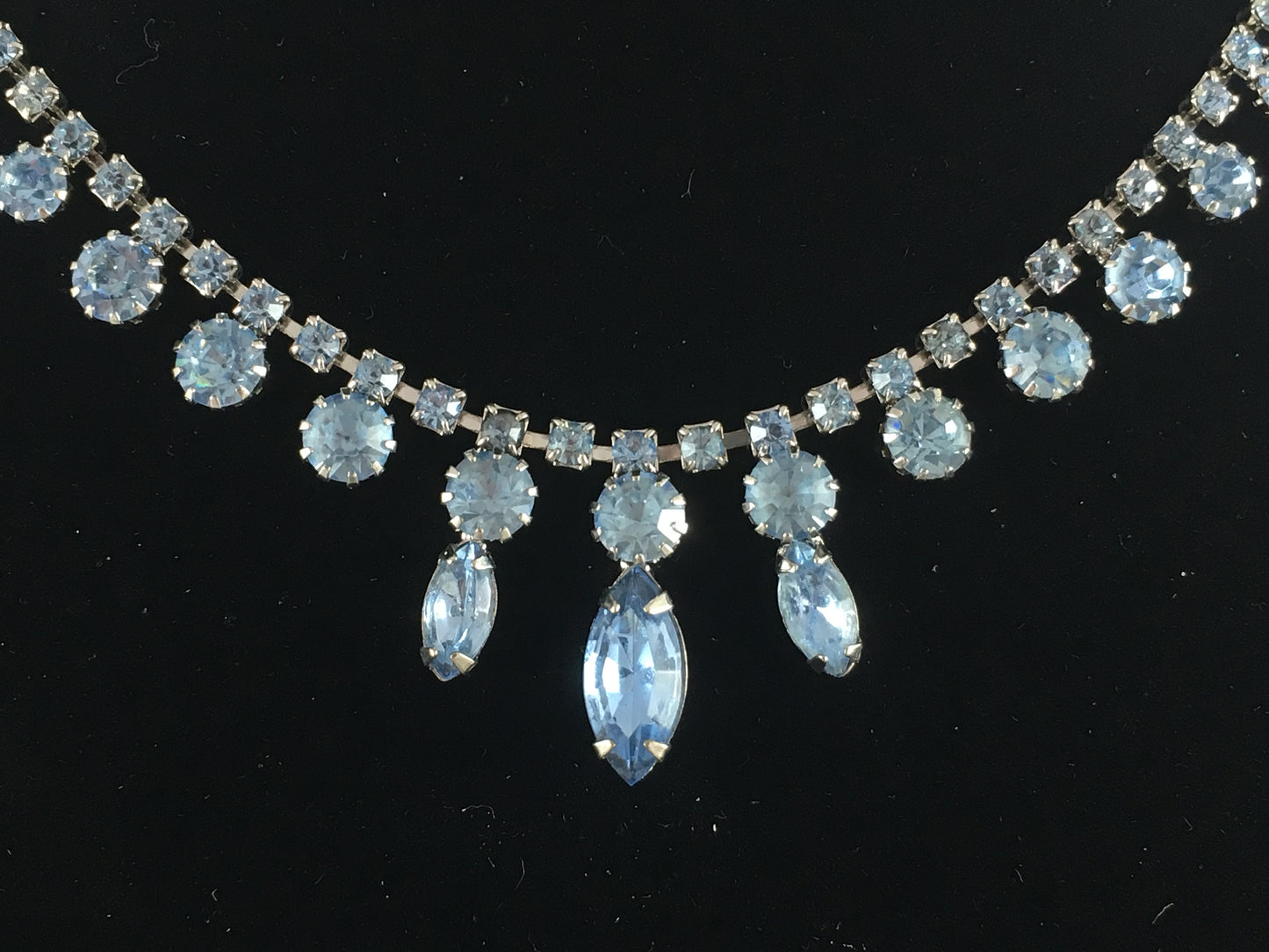 1950s Ice-Blue Crystal Choker with Matching Cocktail Ring - Busy Bowerbird