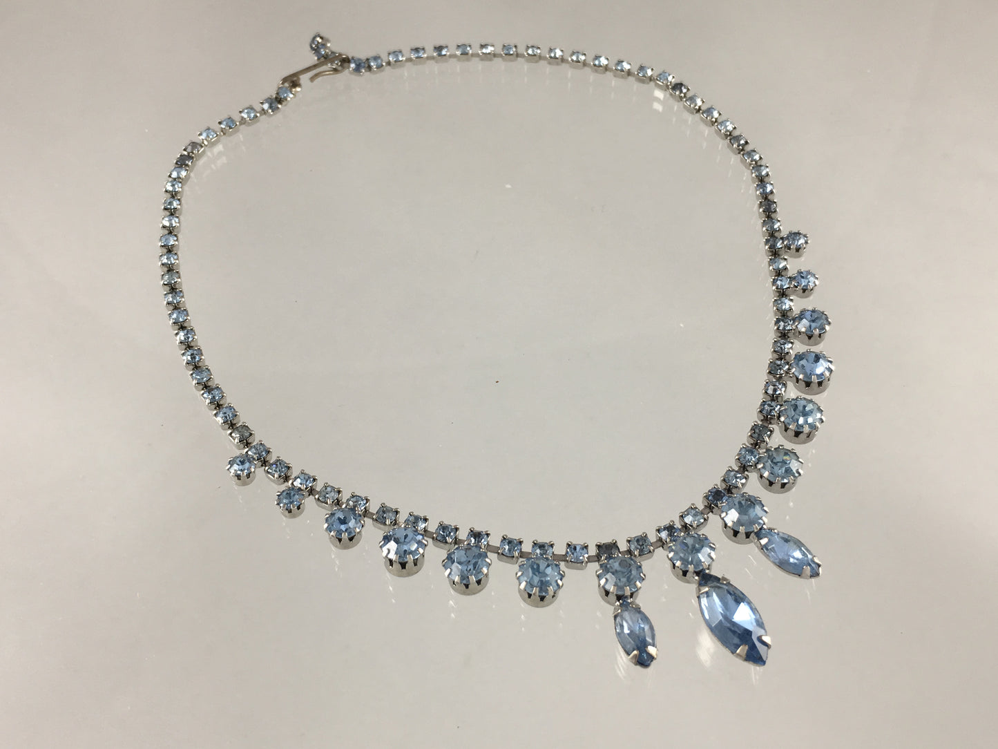 1950s Ice-Blue Crystal Choker with Matching Cocktail Ring - Busy Bowerbird