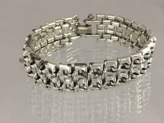 1950s CORO Silver-Tone Link Bracelet with Original Safety Chain - Busy Bowerbird