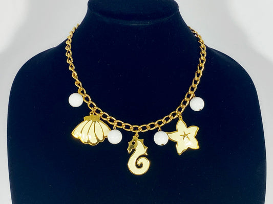 1980s NAPIER Gold and Enamel Nautical-Themed Charm Necklace - Busy Bowerbird