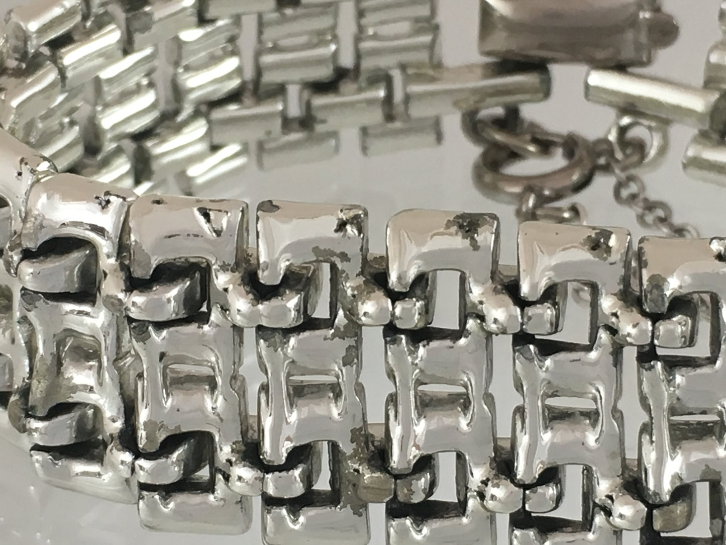 1950s CORO Silver-Tone Link Bracelet with Original Safety Chain - Busy Bowerbird