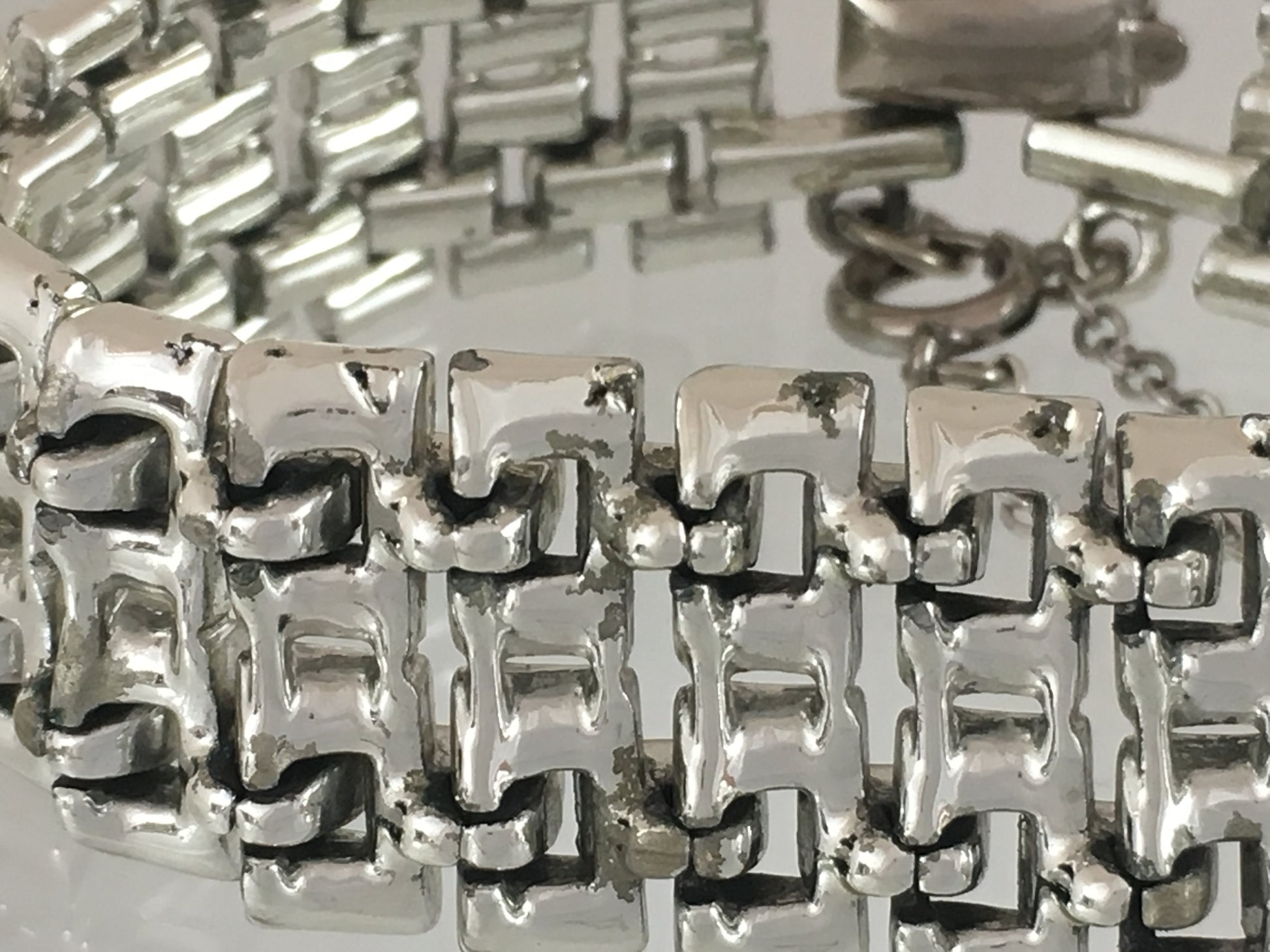1950s CORO Silver-Tone Link Bracelet with Original Safety Chain - Busy Bowerbird