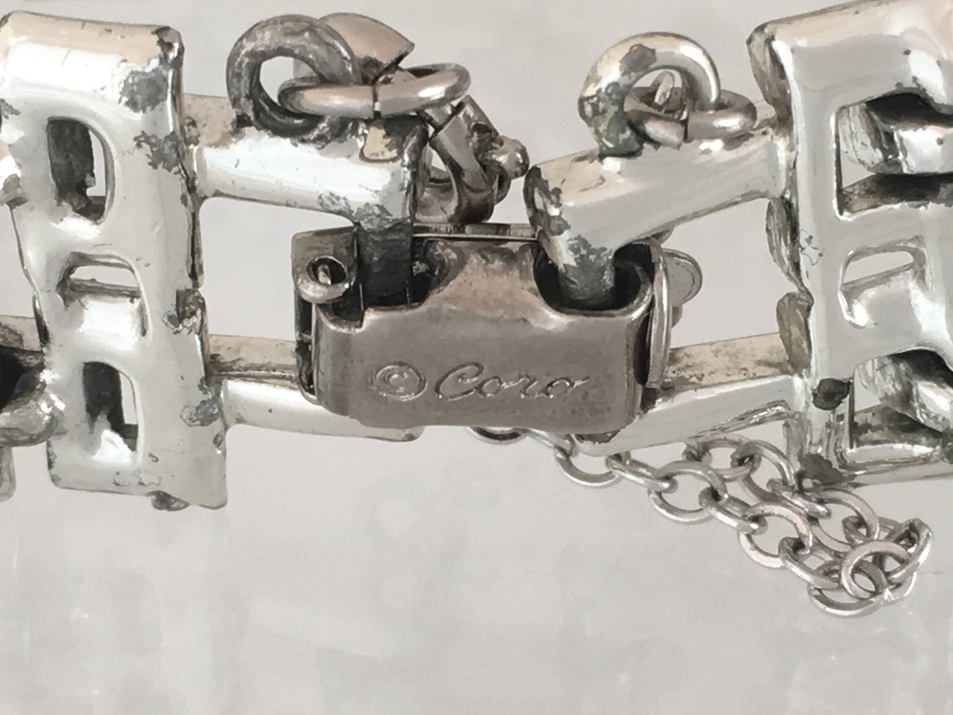1950s CORO Silver-Tone Link Bracelet with Original Safety Chain - Busy Bowerbird
