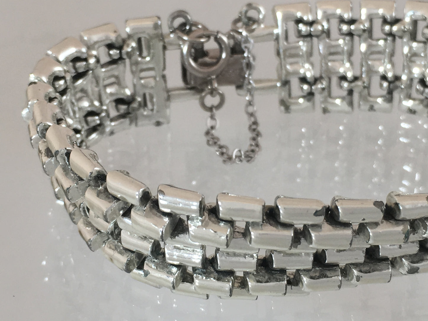 1950s CORO Silver-Tone Link Bracelet with Original Safety Chain - Busy Bowerbird