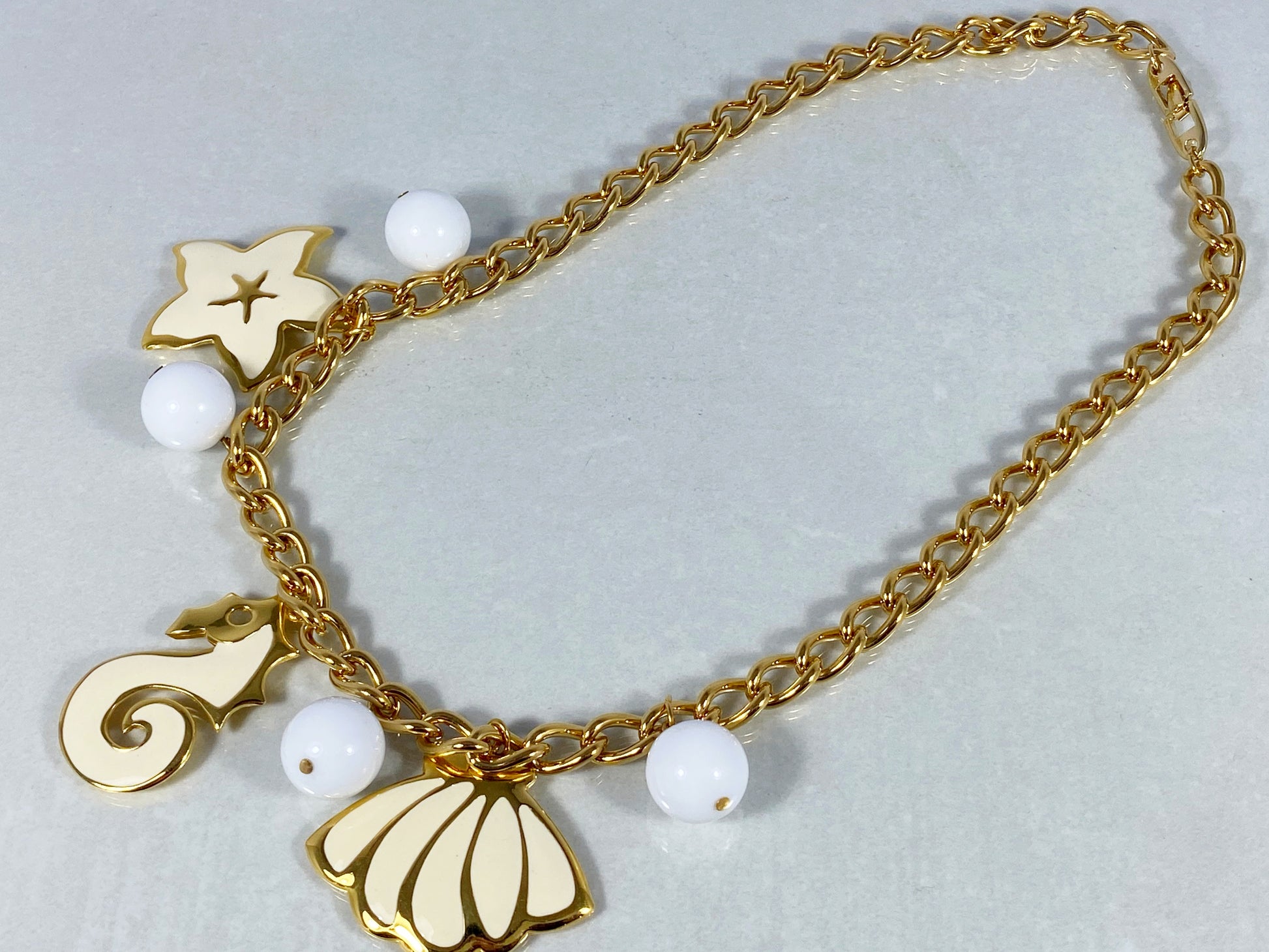 1980s NAPIER Gold and Enamel Nautical-Themed Charm Necklace - Busy Bowerbird