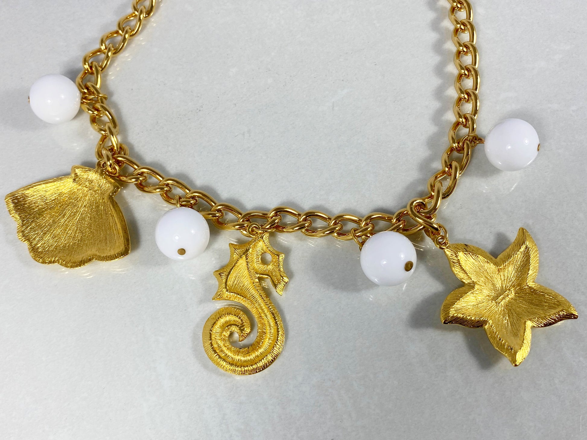 1980s NAPIER Gold and Enamel Nautical-Themed Charm Necklace - Busy Bowerbird