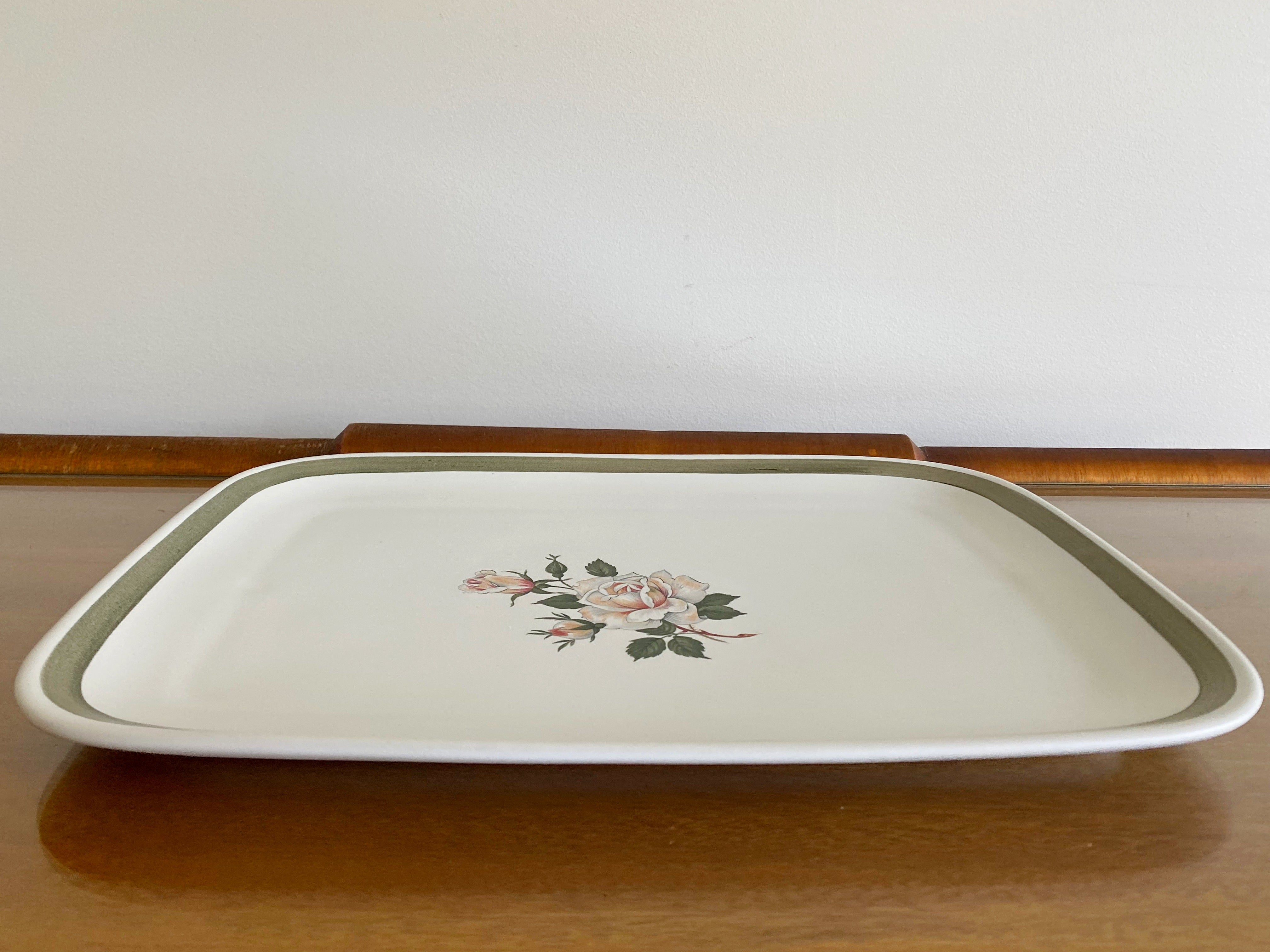 DENBY Pottery Large White Rose Serving Platter