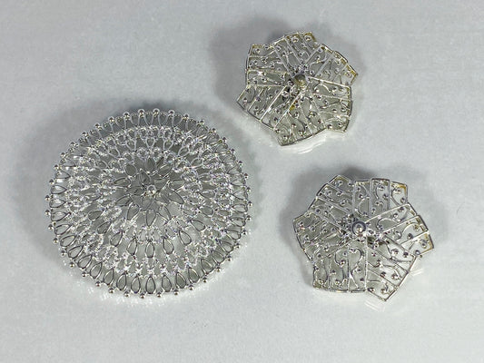 SARAH COVENTRY Silver-Tone Open-Weave Brooch & Earring Set - Busy Bowerbird