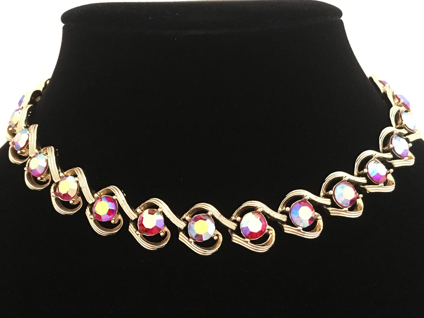 1950s KRAMER Aurora Borealis Rhinestone Choker & Earring Set - Busy Bowerbird