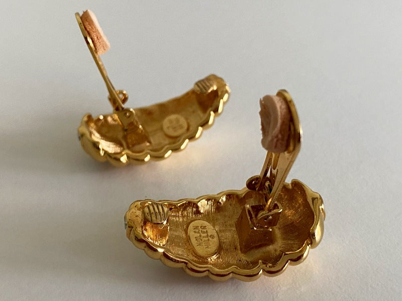 1980s NOLAN MILLER Gold-Tone Crystal Clip Earrings | Elegant & Classy - Busy Bowerbird