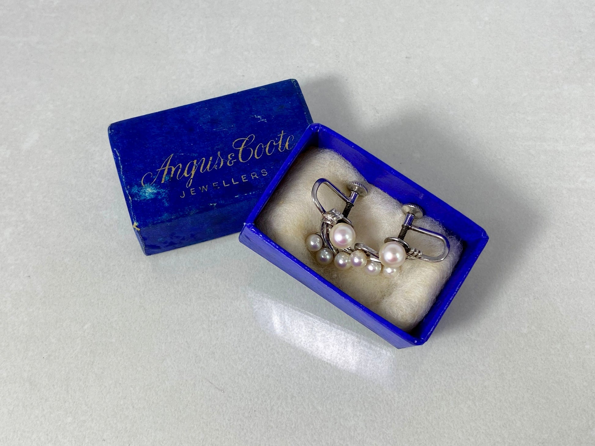 1950s Sterling Silver Earrings with Cultivated Pearls | Classic Elegance! - Busy Bowerbird
