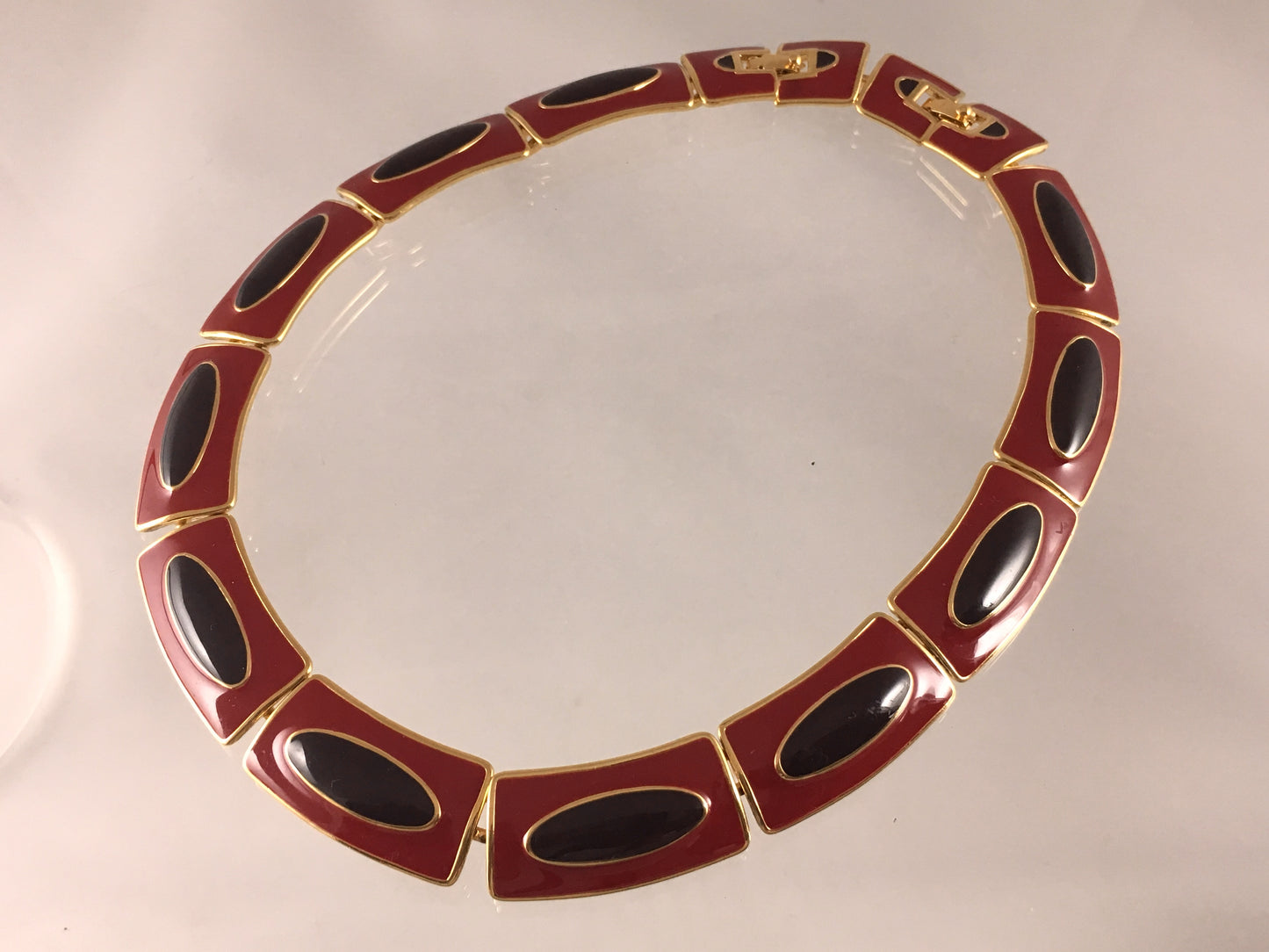 MONET Red & Black Enamel Gold-Plated Necklace | TWO Pairs of Earrings! - Busy Bowerbird