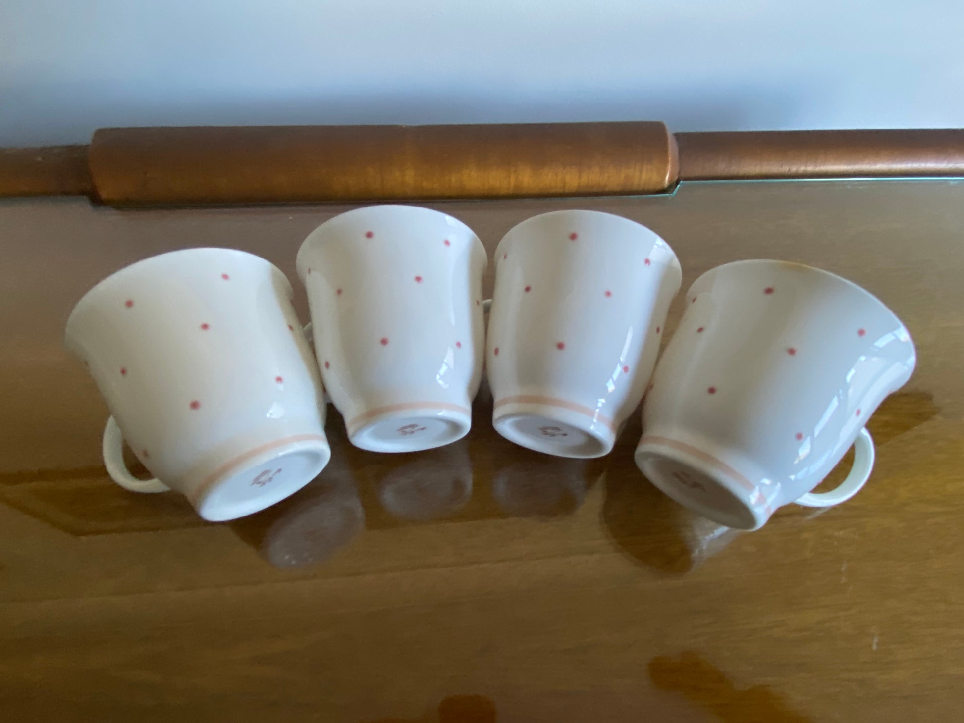 1950s SUSIE COOPER Pink & White, Raised Dot Design Coffee Service (x4) - Busy Bowerbird