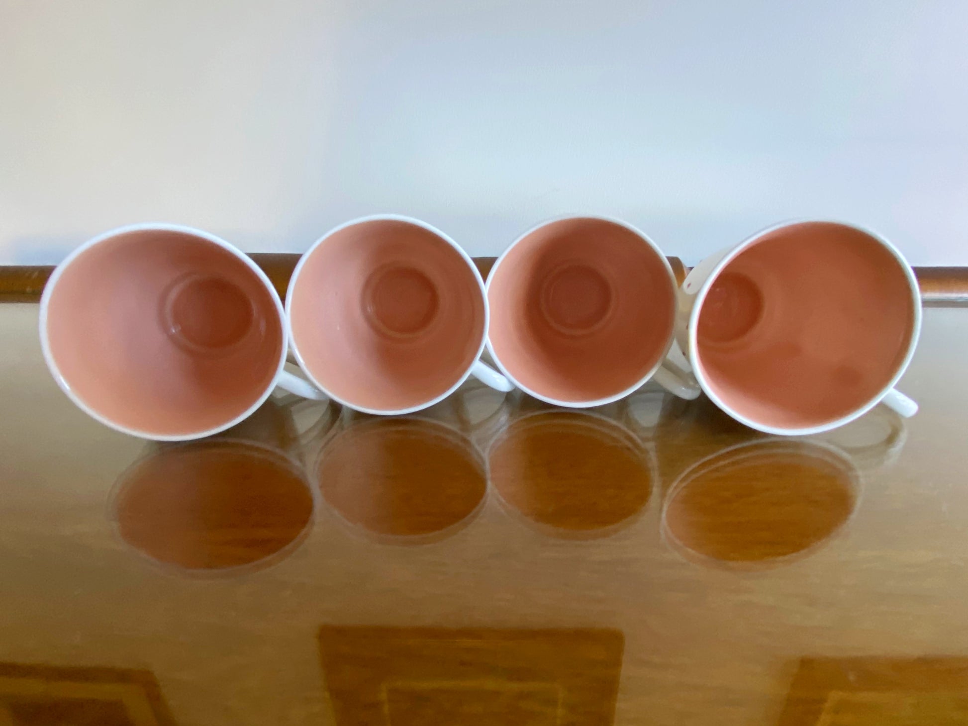 1950s SUSIE COOPER Pink & White, Raised Dot Design Coffee Service (x4) - Busy Bowerbird