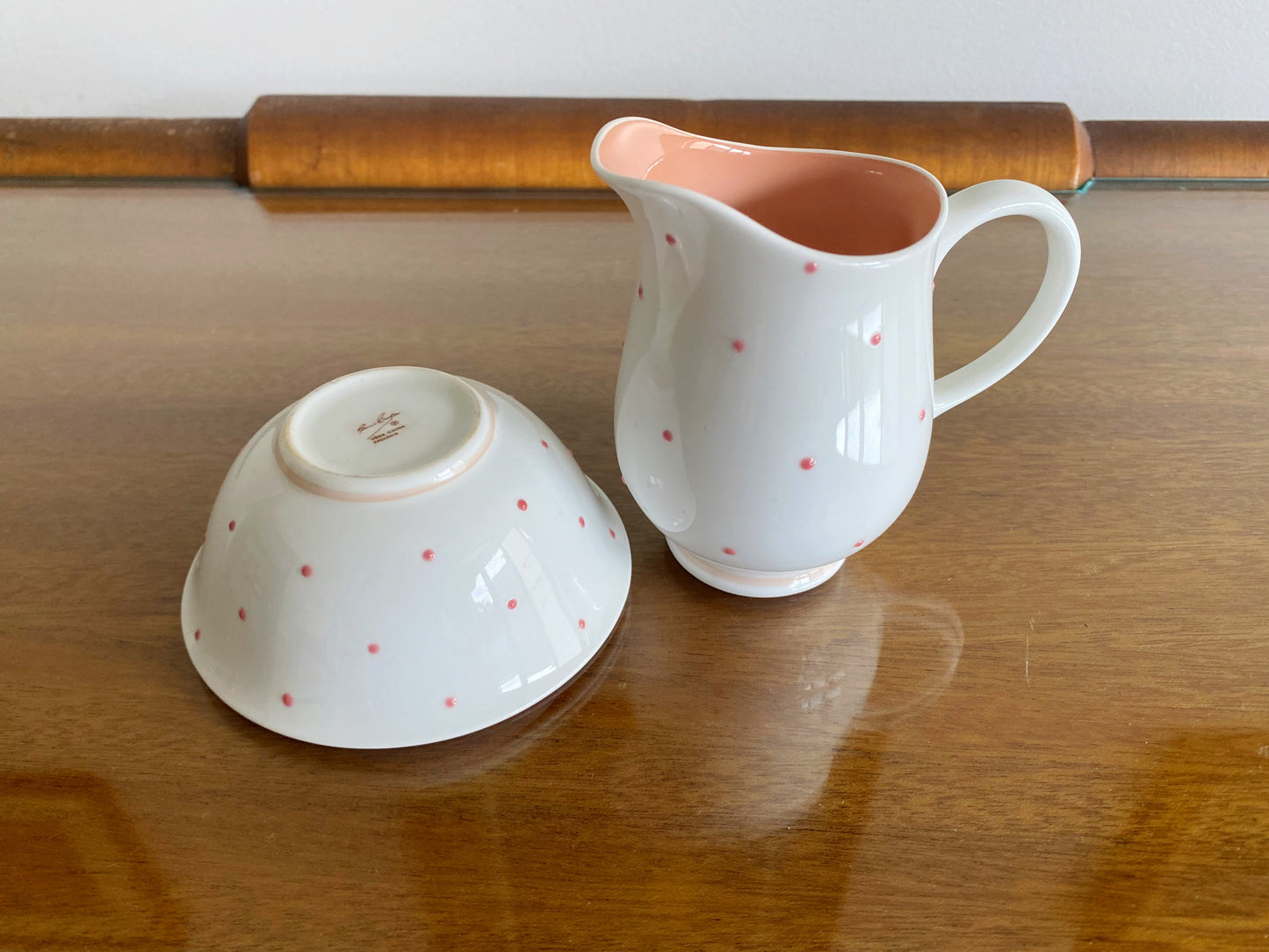 1950s SUSIE COOPER Pink & White, Raised Dot Design Coffee Service (x4) - Busy Bowerbird