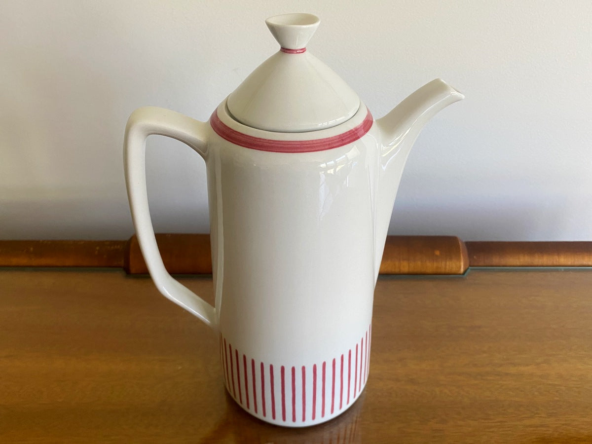 1950s RÖRSTRAND 'Kadett' Red Stripe Coffee Service Designed by Hertha Bengtsson - Busy Bowerbird