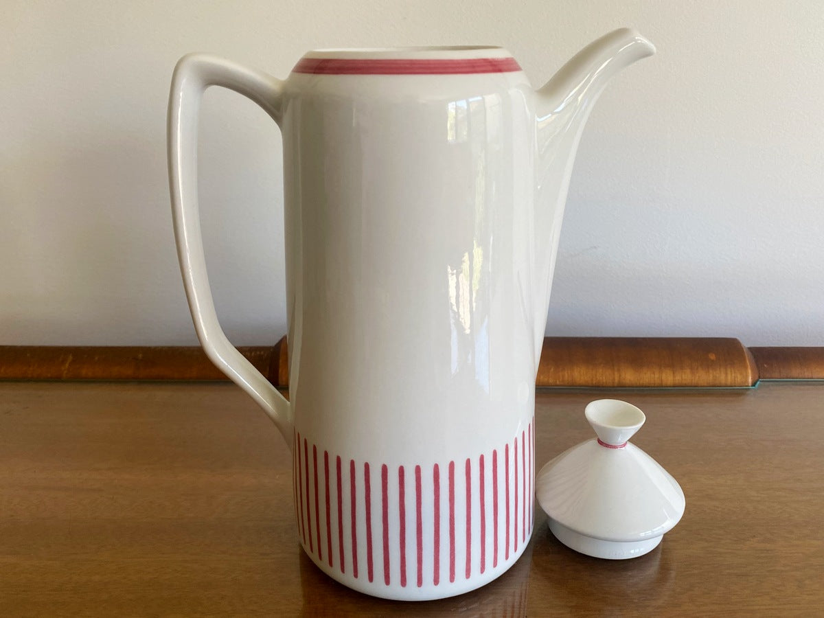 1950s RÖRSTRAND 'Kadett' Red Stripe Coffee Service Designed by Hertha Bengtsson - Busy Bowerbird