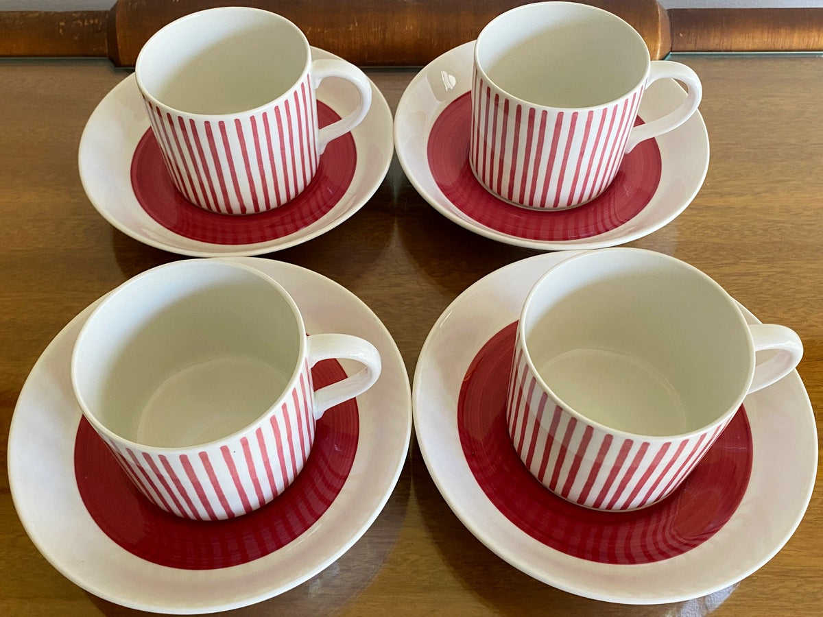 1950s RÖRSTRAND 'Kadett' Red Stripe Coffee Service Designed by Hertha Bengtsson - Busy Bowerbird