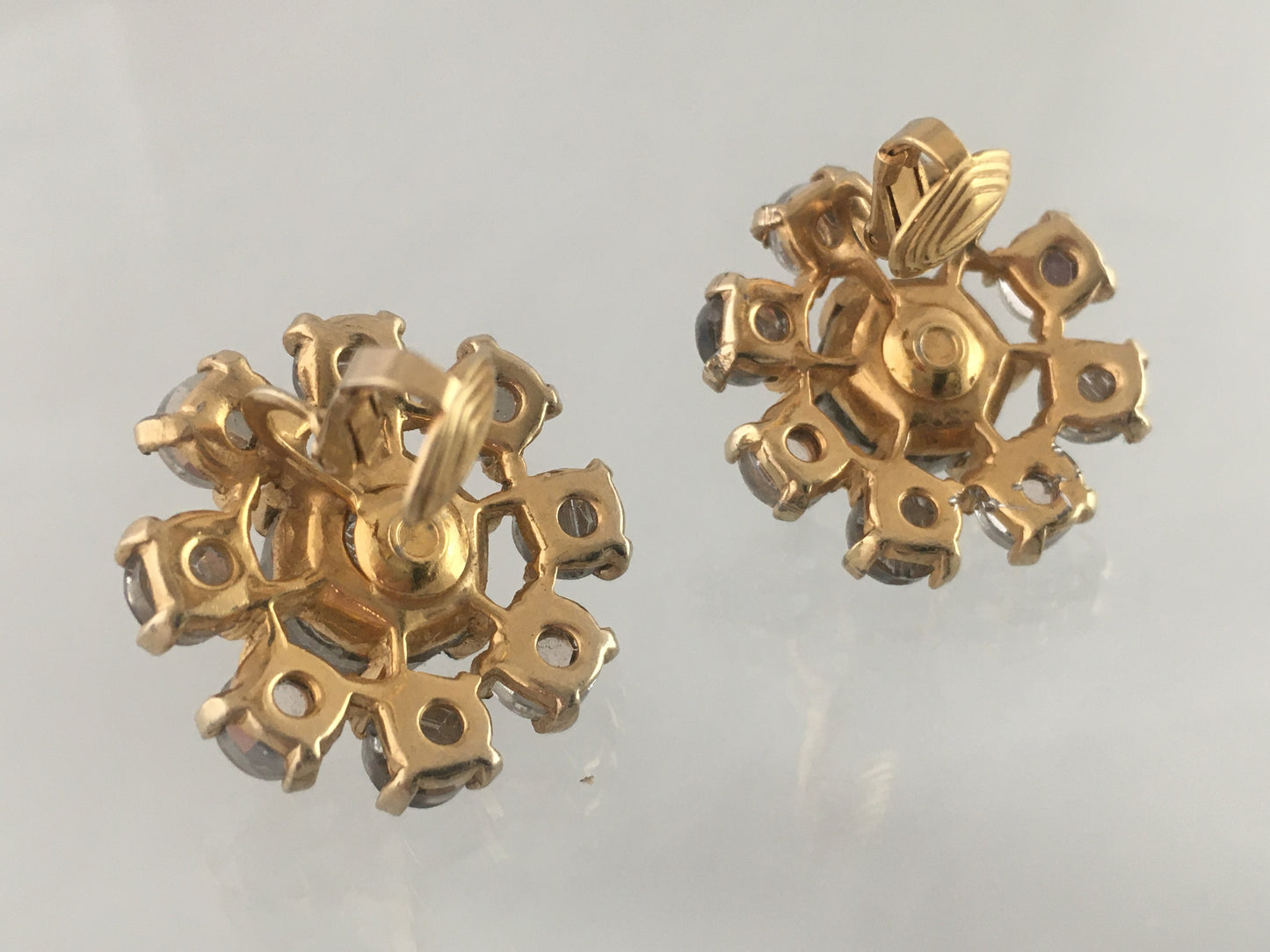 Vintage CASTLECLIFF Round Clear Crystal Statement Clip-On Earrings - Busy Bowerbird