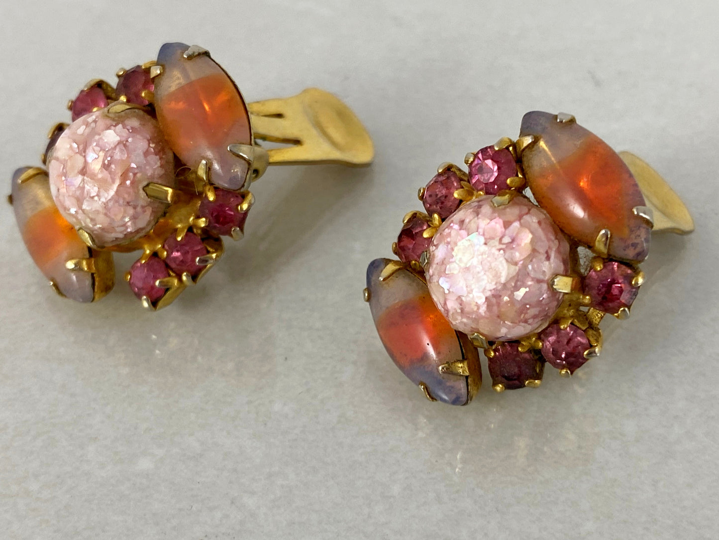 1950s Pink Rhinestone Necklace & Earring Set | Vintage Beauty! - Busy Bowerbird