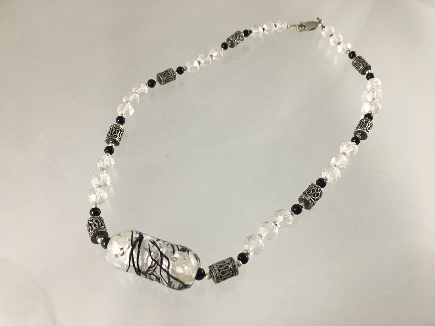 VINTAGE 17" Single-Strand Crystal & Glass Necklace and Earring Set - Busy Bowerbird