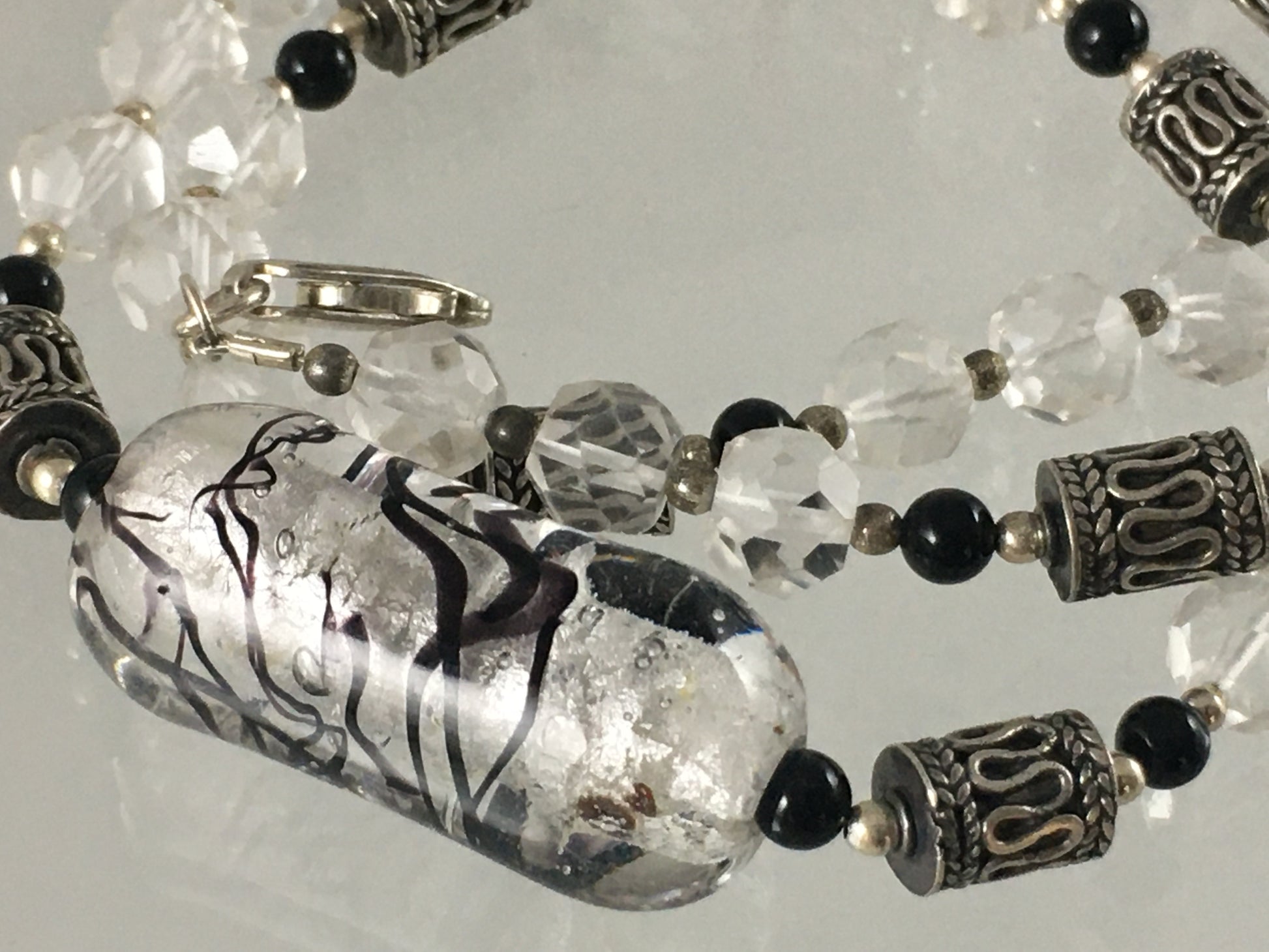 VINTAGE 17" Single-Strand Crystal & Glass Necklace and Earring Set - Busy Bowerbird