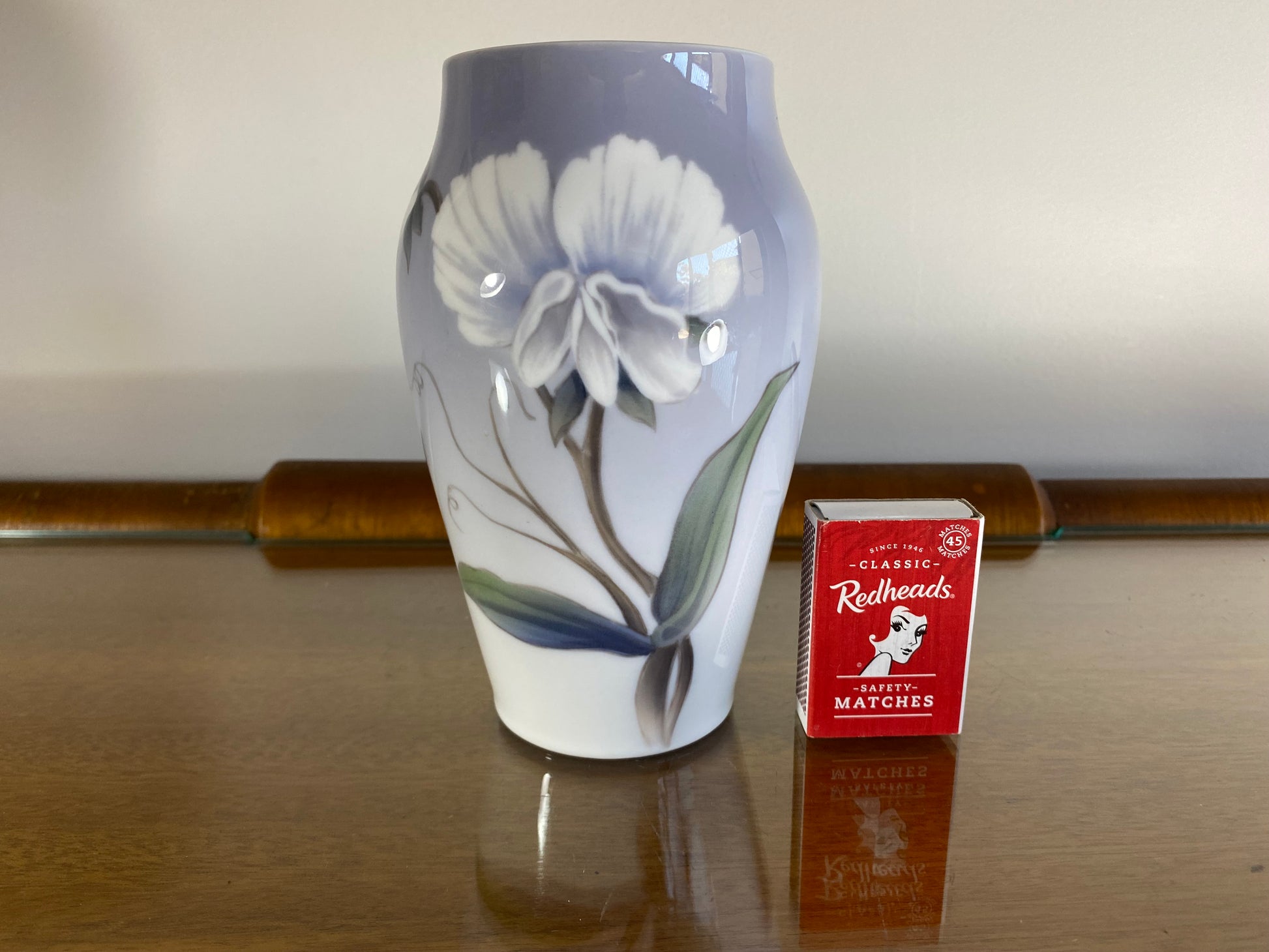 1957 Royal Copenhagen Hand-Painted 15 cm 'Orchid' Vase