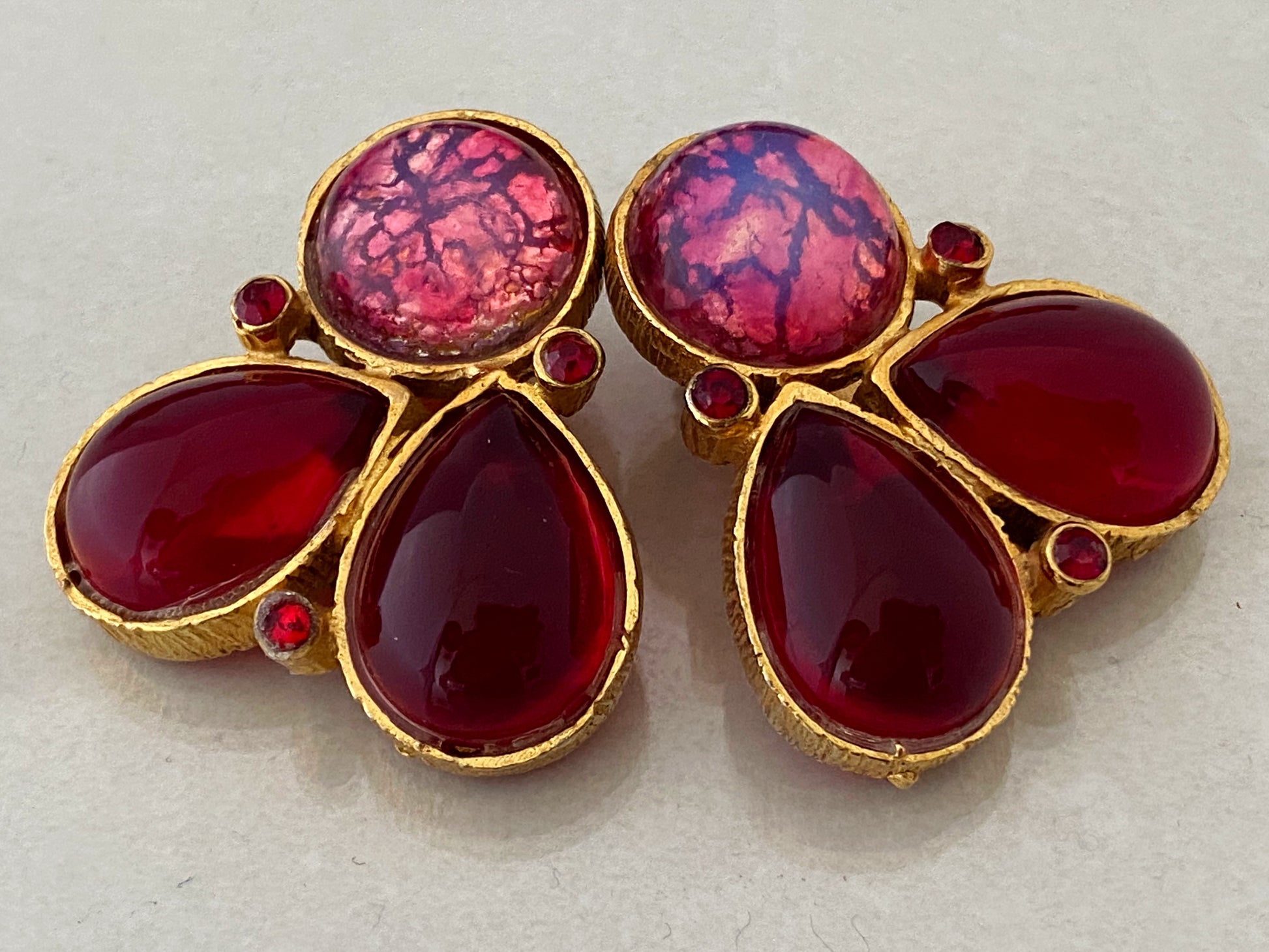 Rare 1960s Pink & Red Mimi di Niscemi for BRANIA Bead & Glass Necklace & Earring Set - Busy Bowerbird