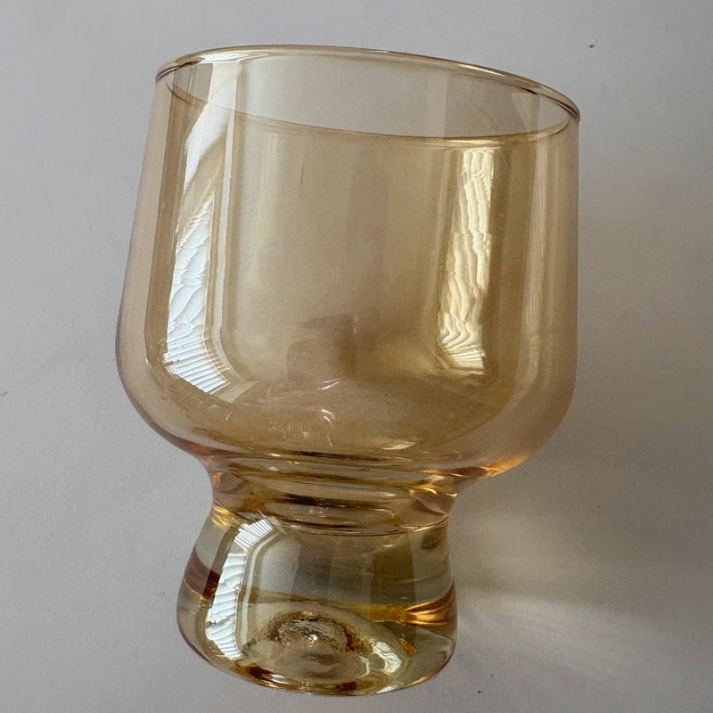 Close up of Crown Crystal Glass Gold Lustre 'Regis' lowball