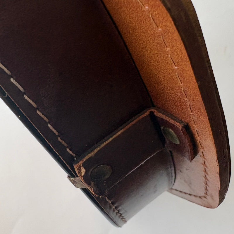 Close up of Underside of Crown Crystal 'Regis' Glasses Leather Tray 