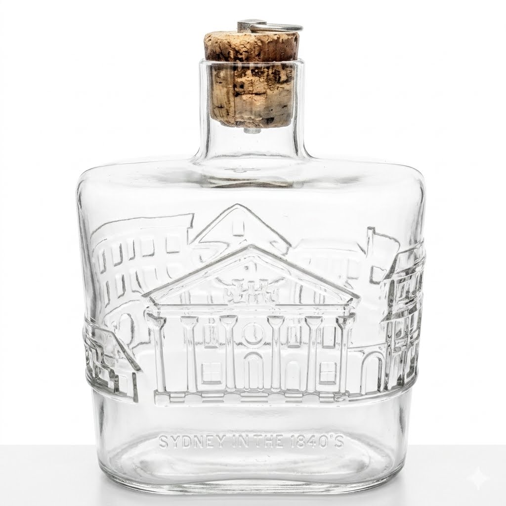 Signed 1963 Nuutajärvi Notsjö mid-century pressed glass decanter with original cork stopper