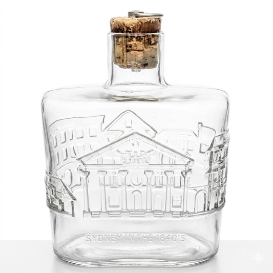 Signed 1963 Nuutajärvi Notsjö mid-century pressed glass decanter with original cork stopper